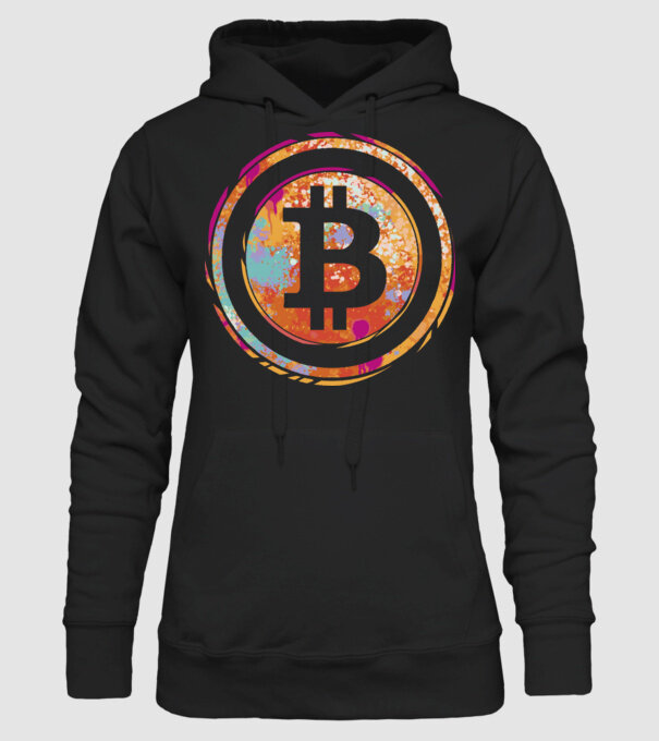 Bitcoin Watercolor model negru pe tricou