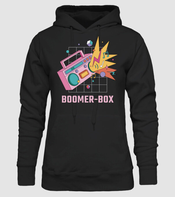 Boomer Box Magnetofon Retro model negru pe tricou