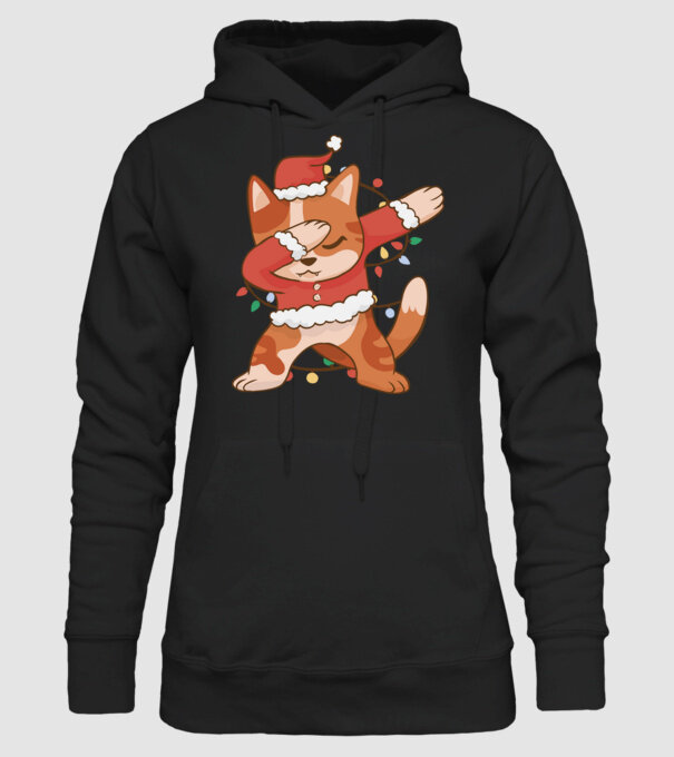 Pisică Crăciun DAB model negru pe tricou