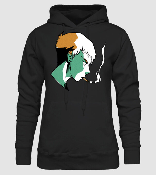 Anime băiat fumător model negru pe tricou
