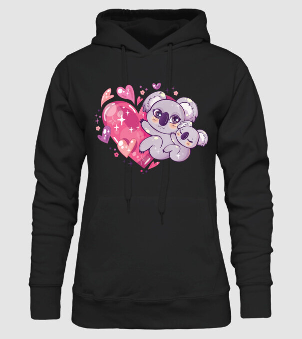Koala drăguță Anime model negru pe tricou