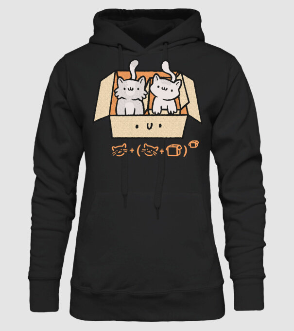 Cutie cu pisică drăguță model negru pe tricou