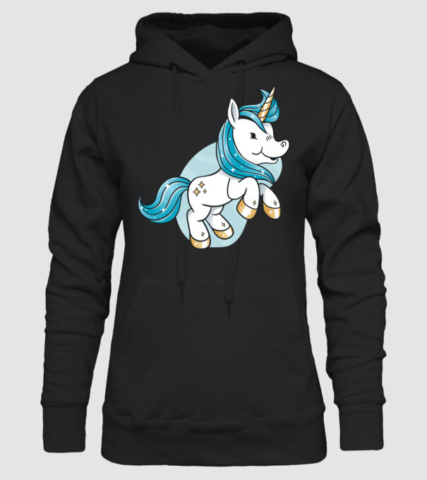 Unicorn drăguț model negru pe tricou
