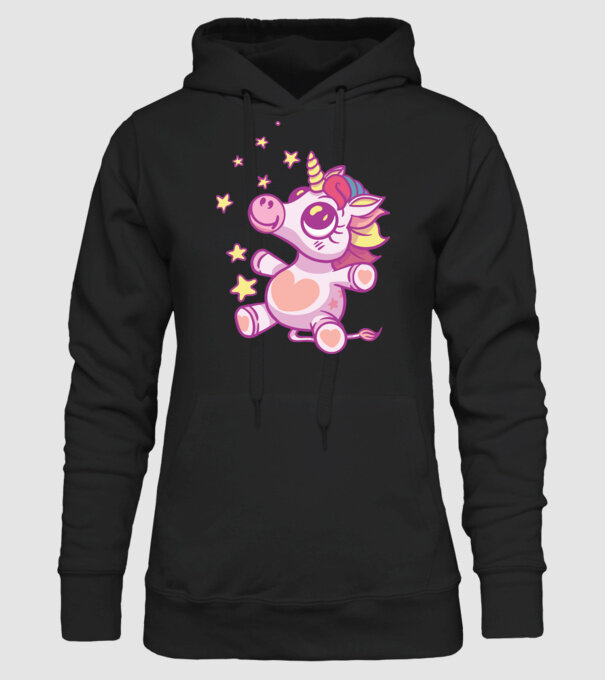 Unicorn drăguț model negru pe tricou