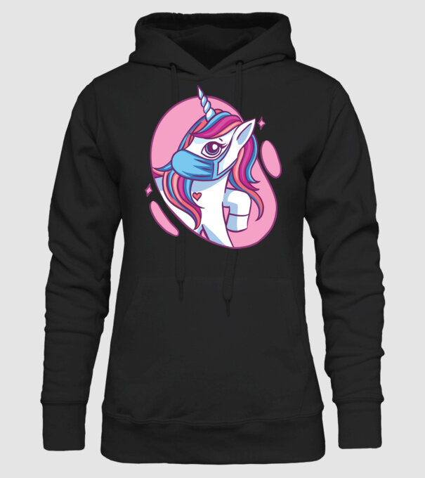 Unicorn drăguț cu mască model negru pe tricou