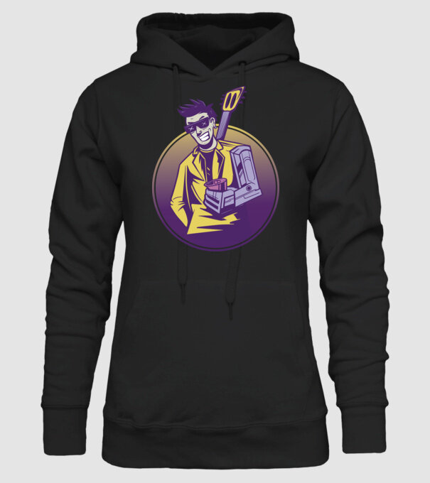 Chitarist Cyberpunk model negru pe tricou