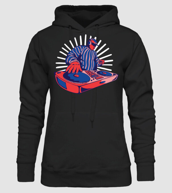 DJ disc jockey model negru pe tricou