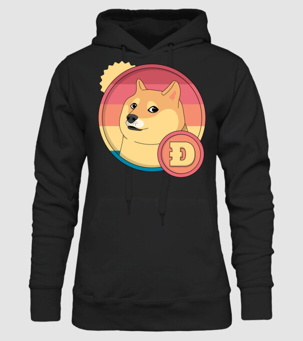 Doge Coin model negru pe tricou