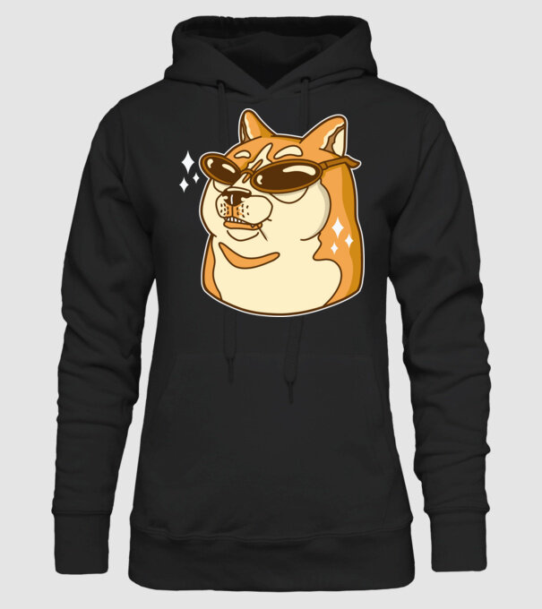 Doge Coin model negru pe tricou