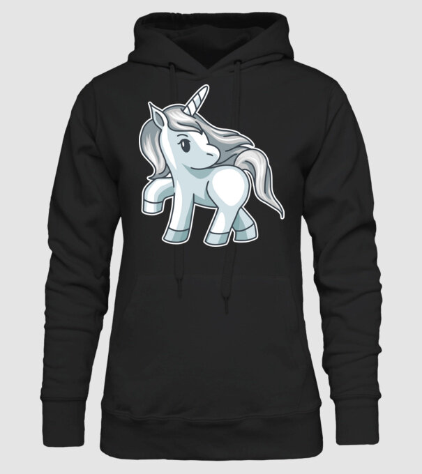 Unicorn de argint model negru pe tricou