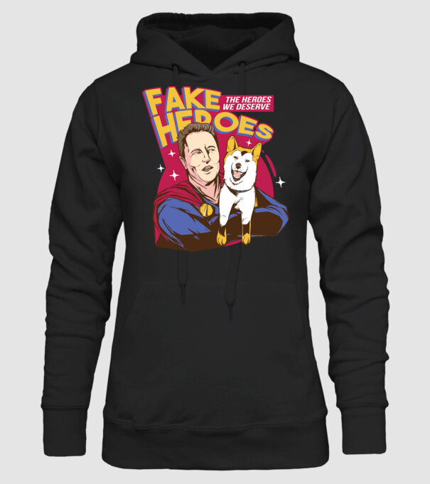 Fake Hero Elon Musk model negru pe tricou