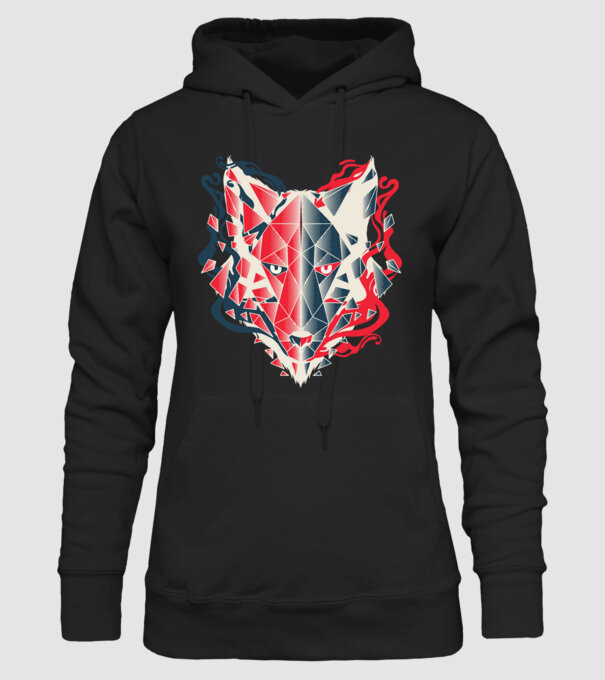 Wolf Head model negru pe tricou
