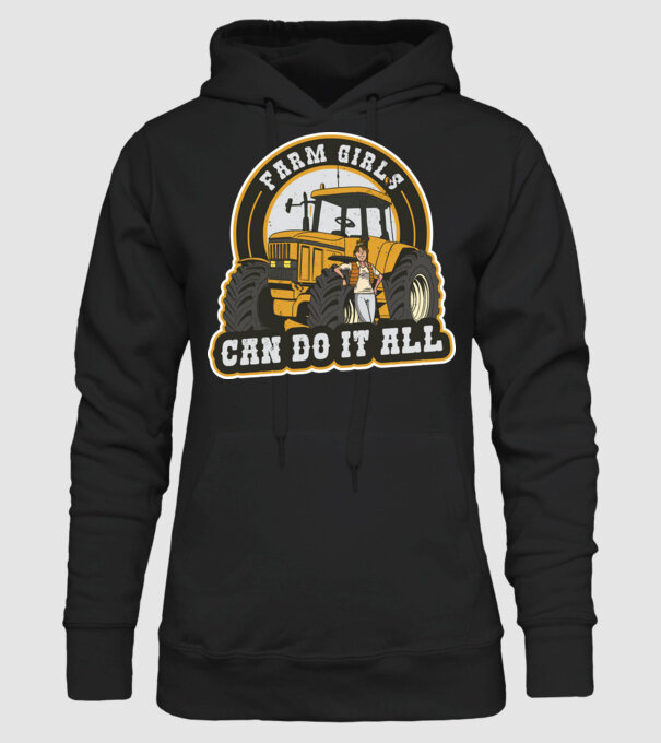 Farm Girls can do it all Tractor model negru pe tricou