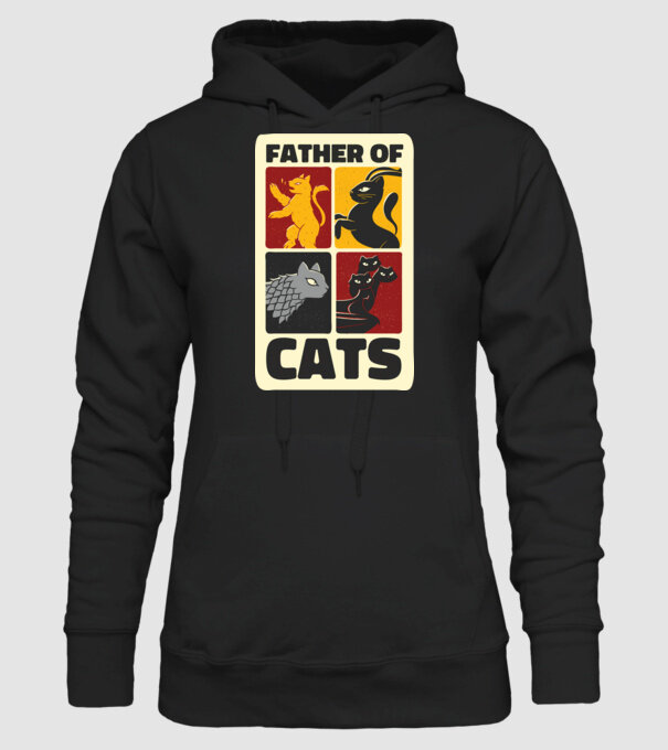 Father of Cats Game of Thrones parodie model negru pe tricou