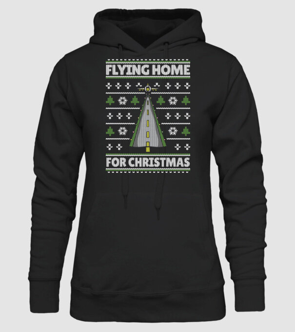 Flying Home for Christmas Pulover urât model negru pe tricou