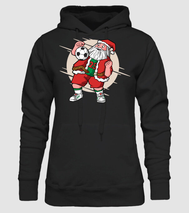 Moș Crăciun Fotbalist model negru pe tricou