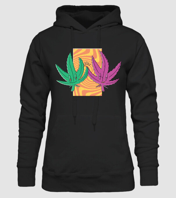 Frunze marijuana salut model negru pe tricou