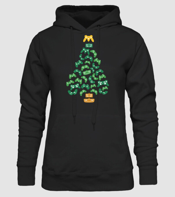pom de Crăciun Gamer model negru pe tricou