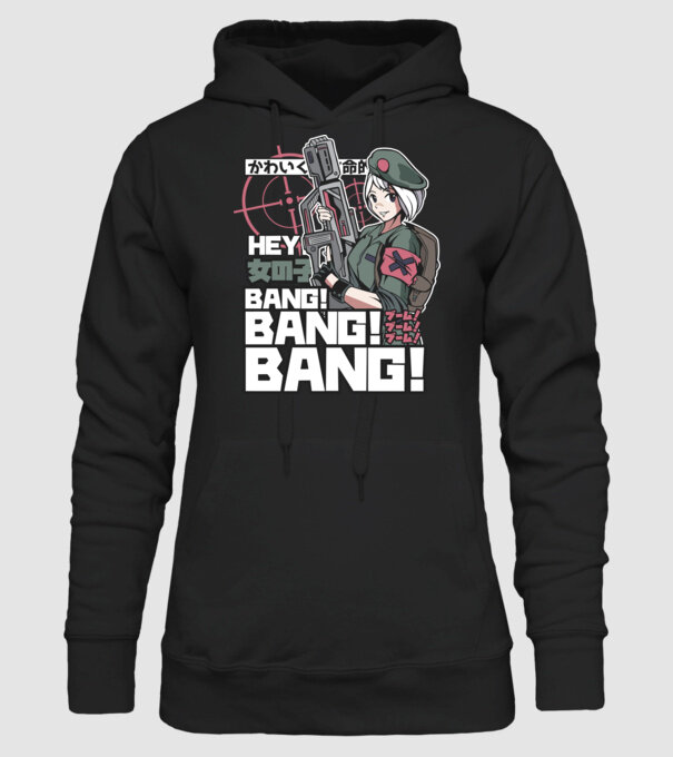 Fată Anime Gerilla model negru pe tricou
