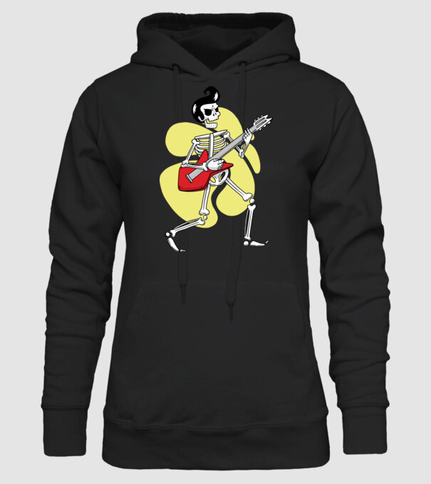 Schelet Elvis cu chitară model negru pe tricou