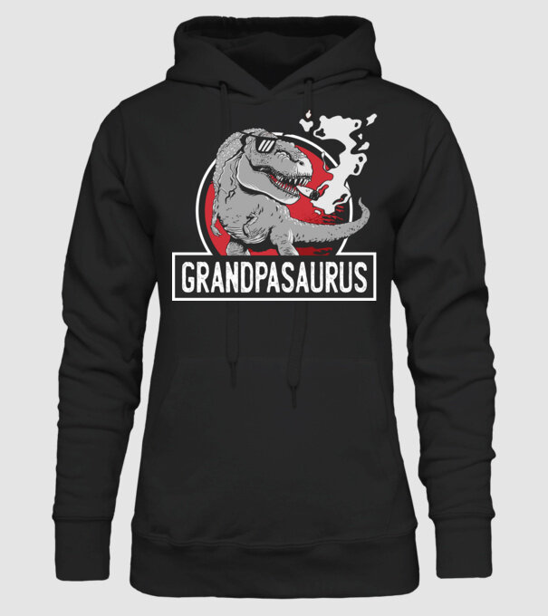 Grandpasaurus T-rex model negru pe tricou