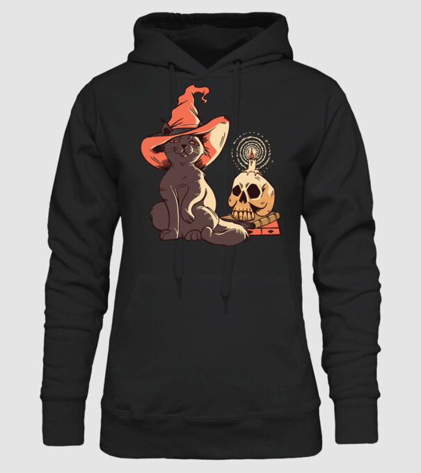 Pisică Halloween model negru pe tricou