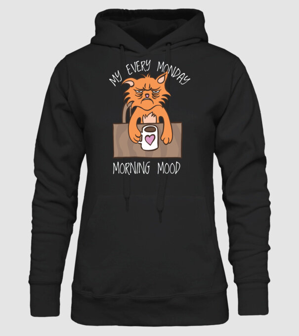 Starea mea de spirit de luni model negru pe tricou