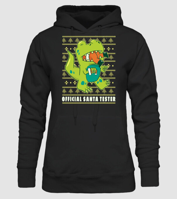 Tester oficial Moș Crăciun model negru pe tricou