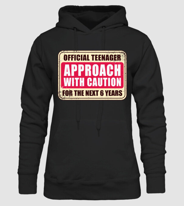 Adolescent oficial Abordați cu prudență model negru pe tricou