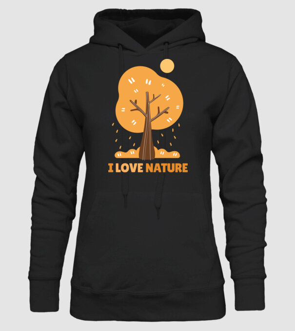I Love Nature model negru pe tricou