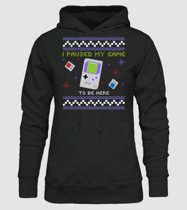 I paused my game to be here - Gamer pulovăr urât model negru pe tricou
