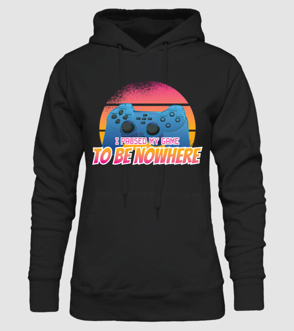I paused my game to be nowhere model negru pe tricou