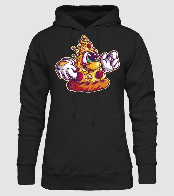 Pizza Illuminati model negru pe tricou