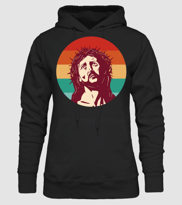 Iisus Hristos Retro model negru pe tricou