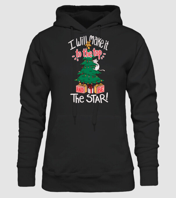 Pisică de Crăciun model negru pe tricou
