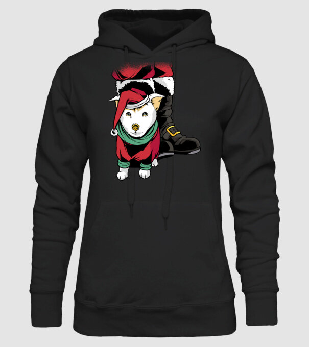 Cățeluș de Crăciun model negru pe tricou