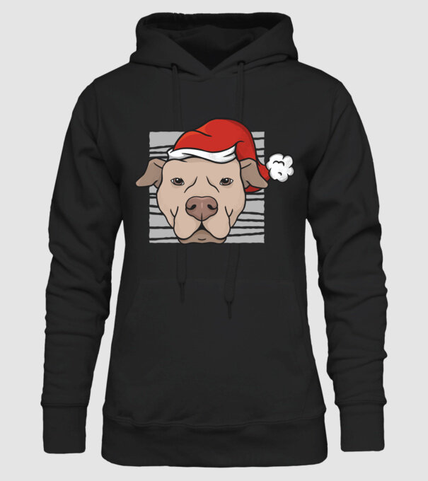 Pitbull de Crăciun model negru pe tricou