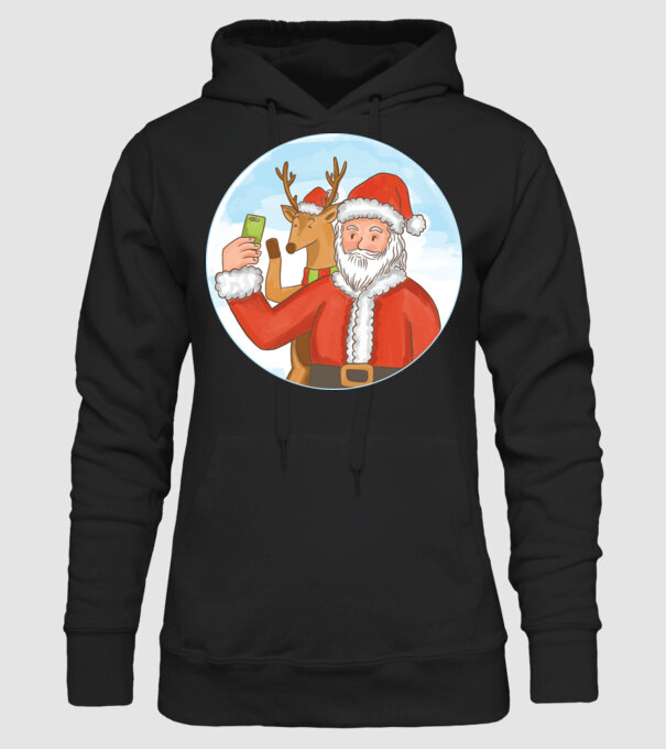 Selfie de Crăciun model negru pe tricou