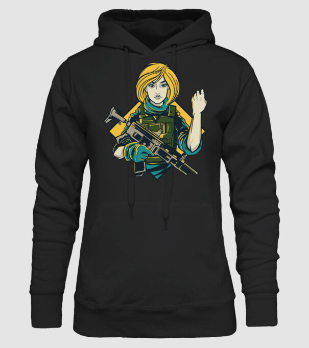 Fată Soldat model negru pe tricou