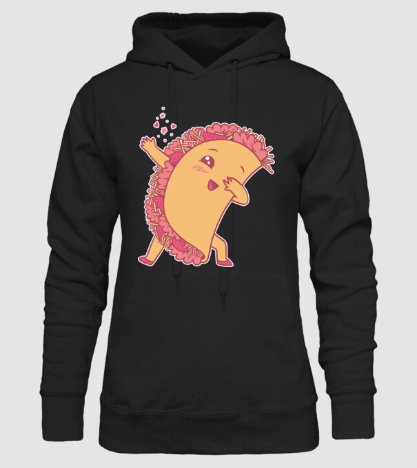Kawaii Taco DAB model negru pe tricou
