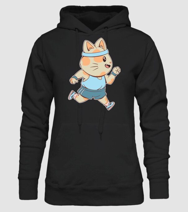 Pisică Jogging model negru pe tricou