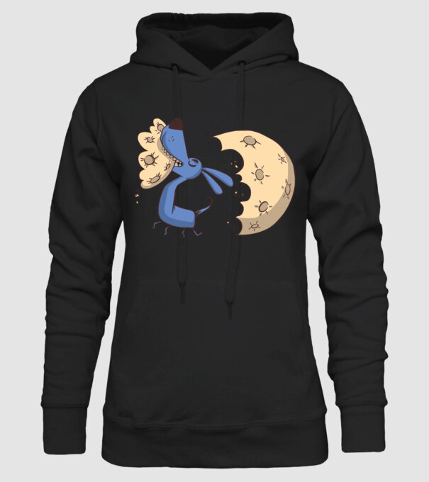 Câine Luna Mușcătură model negru pe tricou