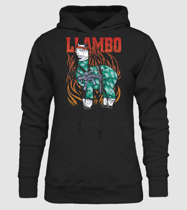 Llambo Lama model negru pe tricou