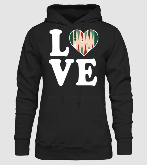 Love Backgammon model negru pe tricou