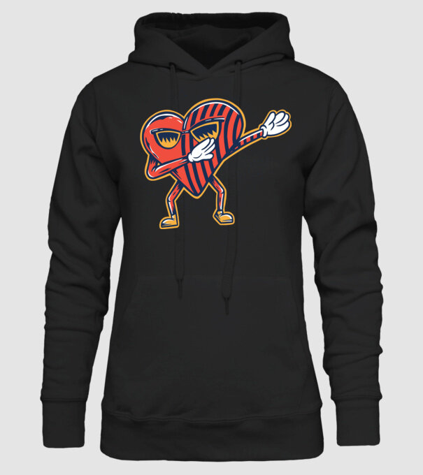 Inimă DAB cărți de joc maghiare model negru pe tricou