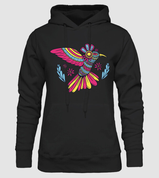 Mandala Colibri model negru pe tricou