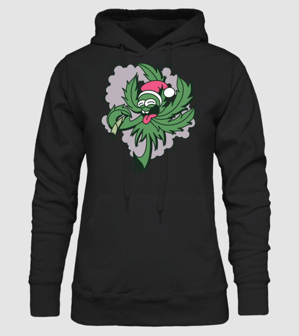 Marijuana Santa model negru pe tricou