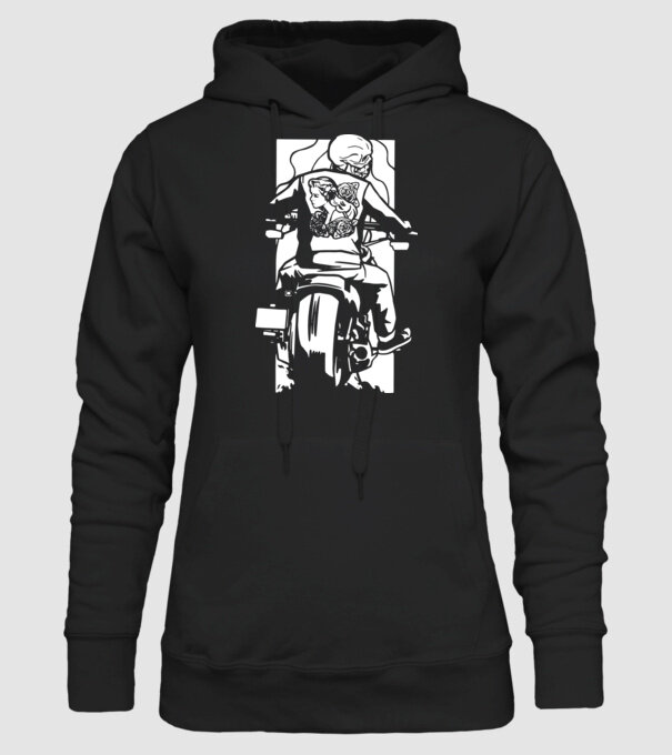 Craniu Motociclist model negru pe tricou