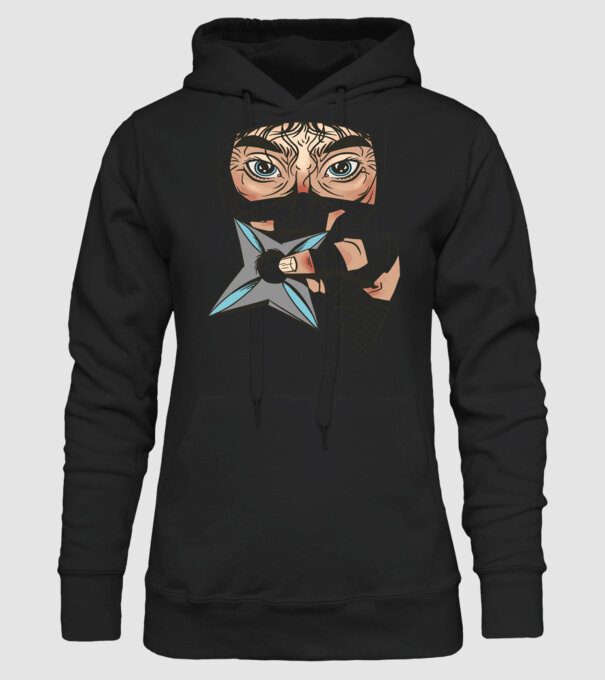 Cap de ninja model negru pe tricou