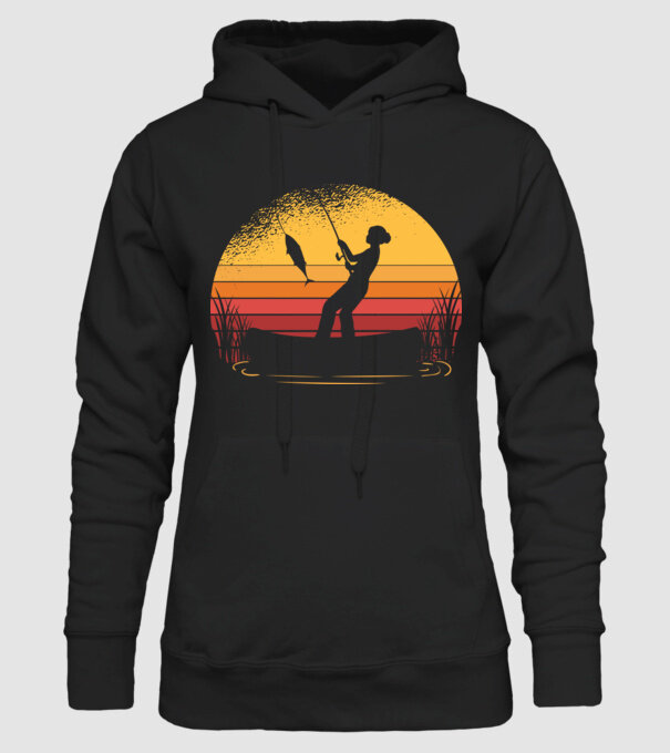 Femeie Pescar model negru pe tricou
